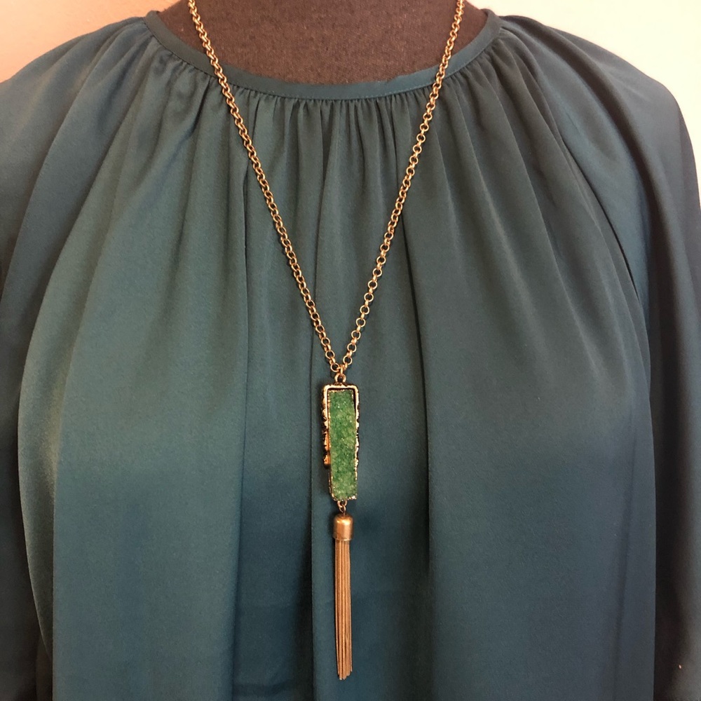 Green Druzy Stone Necklace